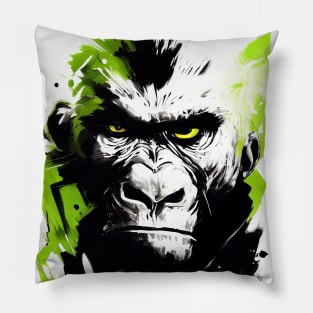 Gorilla Ape Wild Nature Free Spirit Art Brush Painting Pillow