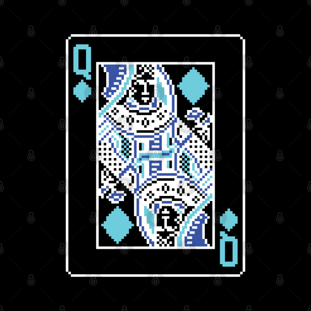 Queen of Diamonds Pixel Art Bright Negative Mode by inotyler