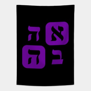 Hebrew Word for Love Ahava Hebrew Letters Grid Indigo Aesthetic Tapestry