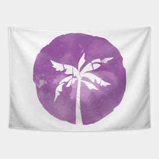 Watercolor Palm Tree Purple Cloud Tapestry