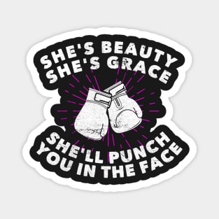 Girls Boxing She's Beauty Grace Distressed Female Boxer Magnet