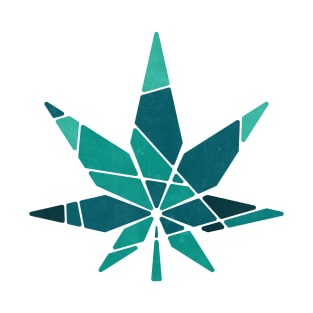 Sliced Cannabis Leaf (Teal) T-Shirt