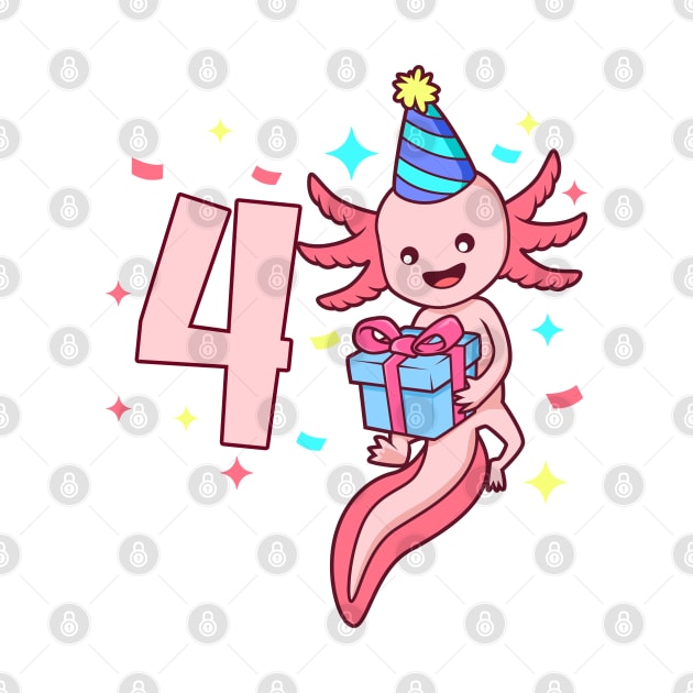 I am 4 with axolotl - girl birthday 4 years old by Modern Medieval Design