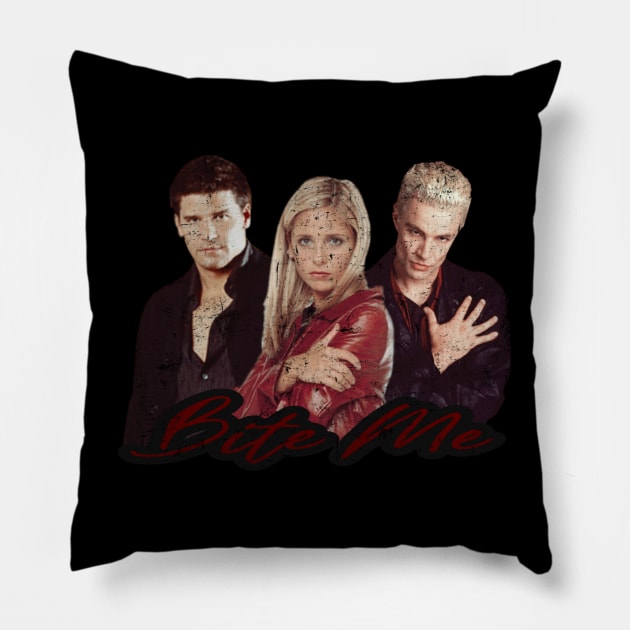 Buffy, Angel & Spike Vintage Look Pillow by CharXena