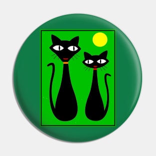 Cat Couple Abstract Whimsical Surreal Print Pin