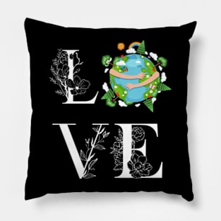 happy funny  earth day 2024 gift april 22 Cute Teacher  Lover Rainbow Pillow