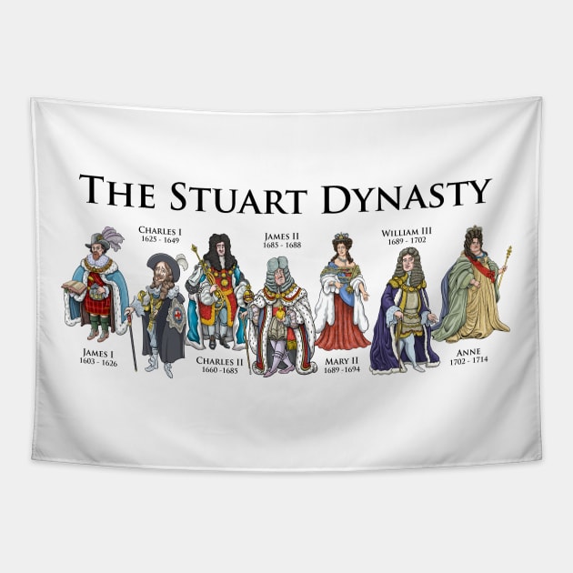 The Stuart Dynasty (Horizontal design) Tapestry by Mackaycartoons