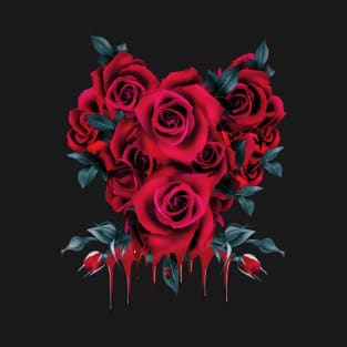 Soft Grunge Aesthetic Bleeding - Red Roses - Punk Nu Goth T-Shirt
