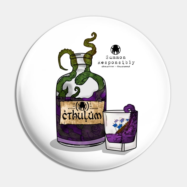 Cthulum: The Rum of Lovecraft Pin by KnavishApparel