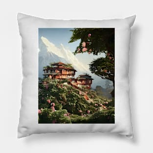 A Village in the Himalayas Pillow