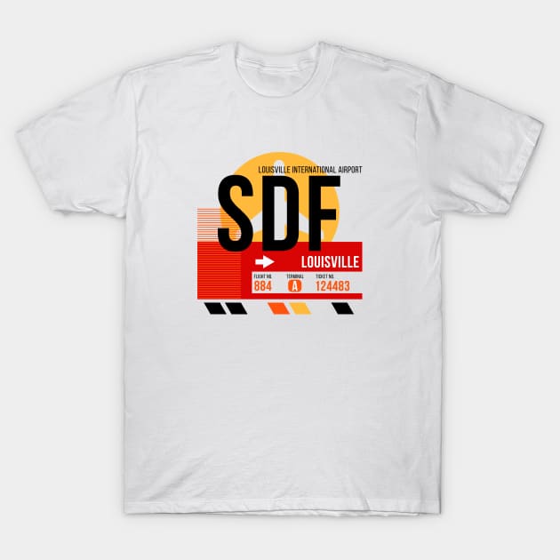 Now Boarding Louisville (SDF) Airport || Sunset Baggage Tag T-Shirt
