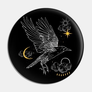 Crow In The Clouds Pin