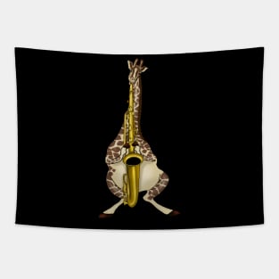 Giraffe Playing Saxophone Jazz Lovers Gift Tapestry