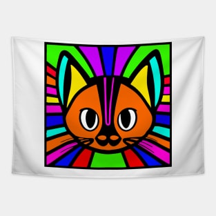 Cat rainbow colors illustrated Tapestry