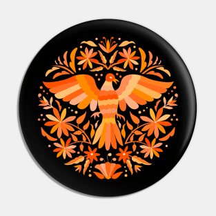 Flying Bird - Mexican Otomí Design in Orange Shades by Akbaly Pin