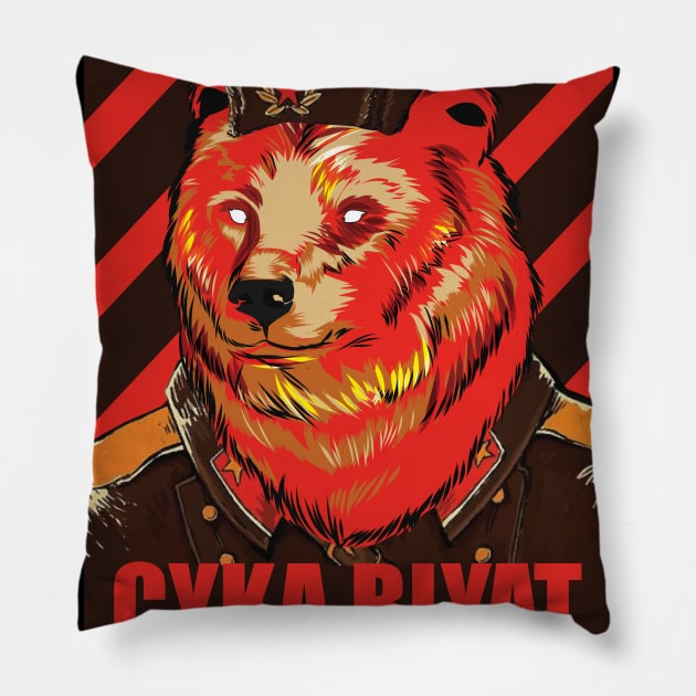 Cyka Blyat T-Shirt Comrade Soviet Bear Pillow by avshirtnation