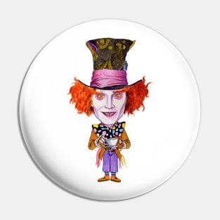 Mad Hatter Caricature Pin