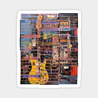 sounds of the 80s - electric guitar and audio tapes collage Magnet