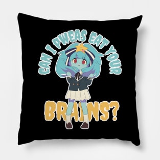 Can I Pweas Eat Your Brains Pillow