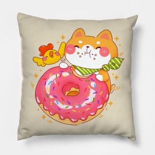 Shiba Inu Eating Giant Donut Pillow