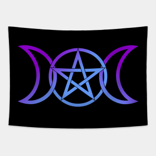 Triple Moon Goddess light purple to blue Tapestry