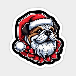 Bulldog as Santa for Christmas Magnet
