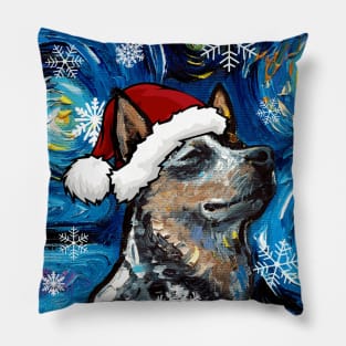 Santa Blue Heeler Pillow