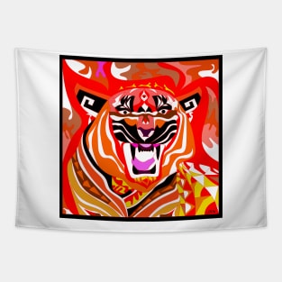 tiger in bengal zodiac in china wallpaper art dark Tapestry