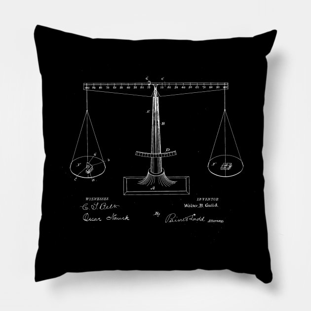 Balance Weighing Scale Vintage Patent Drawing Pillow by TheYoungDesigns