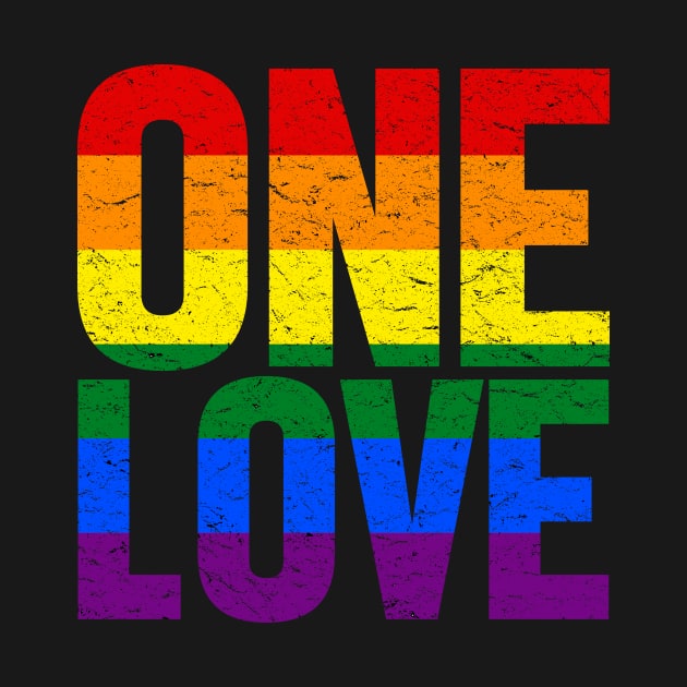 ONE LOVE - LGBT Rainbow Pride Flag by jpmariano