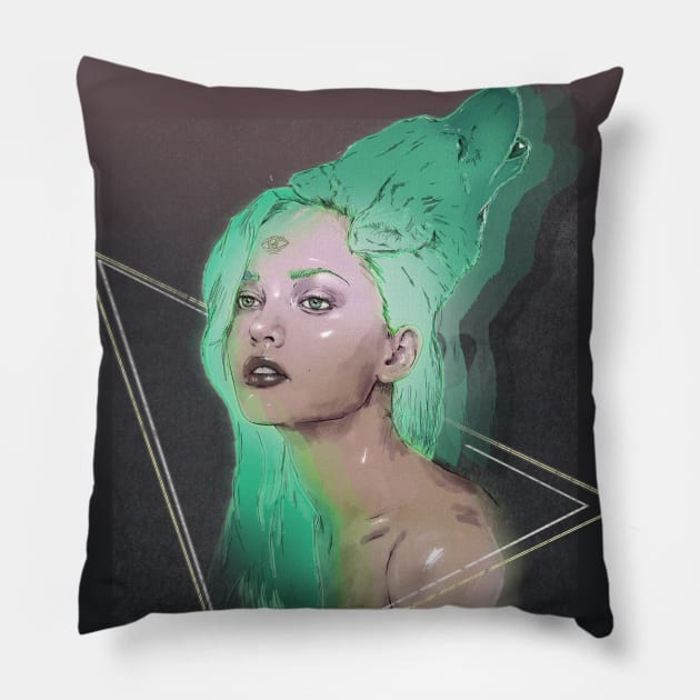 Wild Soul (Green) Pillow by GingeraleArthaus