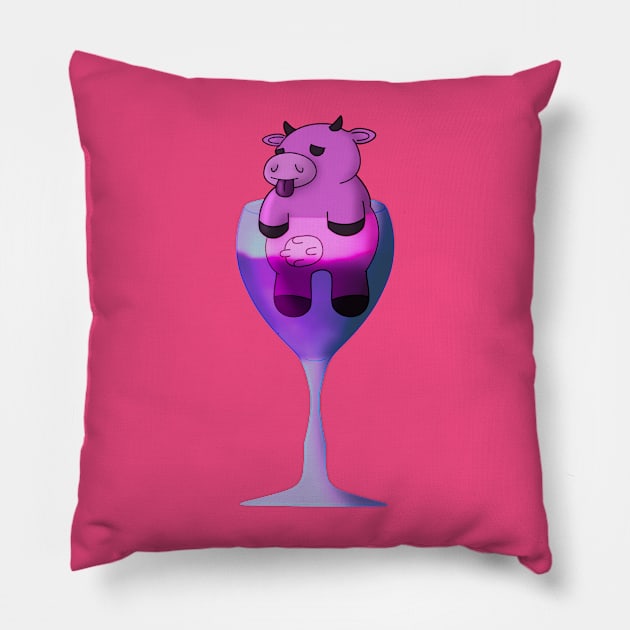 Wine o’Clock! - CowLick! Pillow by Atomic Lunchbox