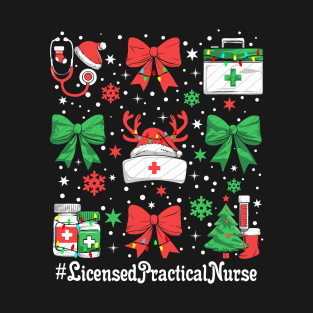 LPN Xmas Coquette Bow Licensed Practical Nurse Christmas T-Shirt