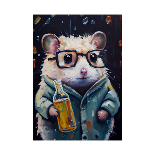 Lab Rats - impasto oil painting.  Hamster with a bottle by simonrudd