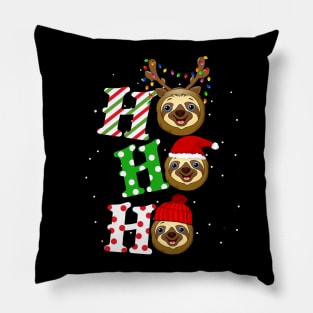 Sloth Flocking Around Christmas Tree Pillow