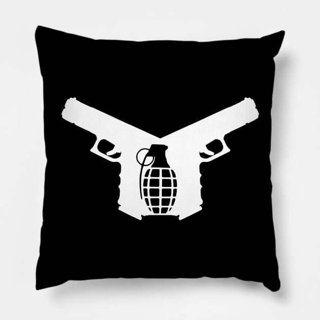 Crossed Guns Logo Pillow by NeilGlover