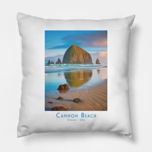 Vintage Retro Cannon Beach Oregon Pillow