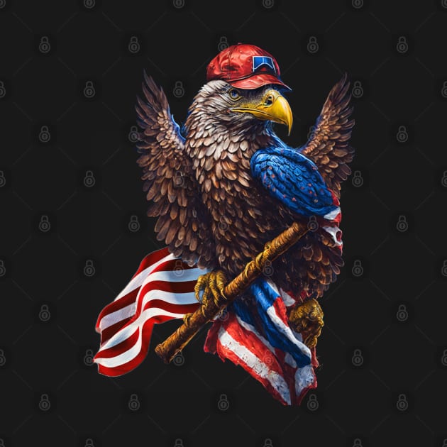 An eagle, an American flag and a baseball hat by Apparels2022