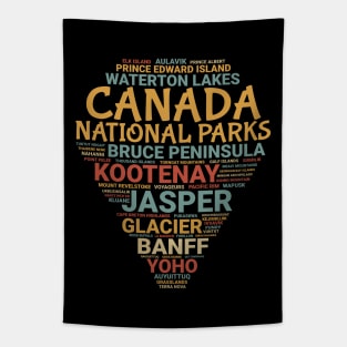 Canada National Parks List Word Cloud Arrowhead Souvenir Tapestry