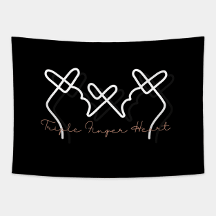 Triple Finger Heart - line art Tapestry