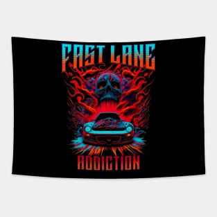 Fast Lane Addiction Skull Car Racing Tapestry