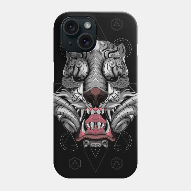 tiger head vector illustration Phone Case by SHINIGAMII