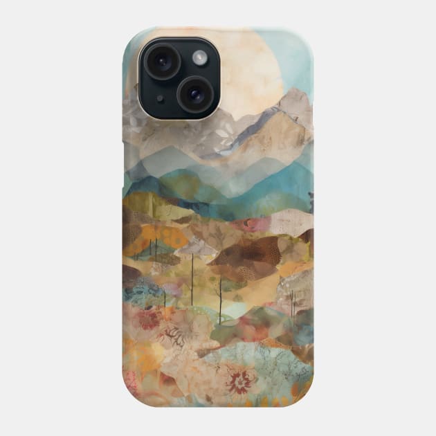 Collage Mountains Landscape Blue Teal Phone Case by Trippycollage