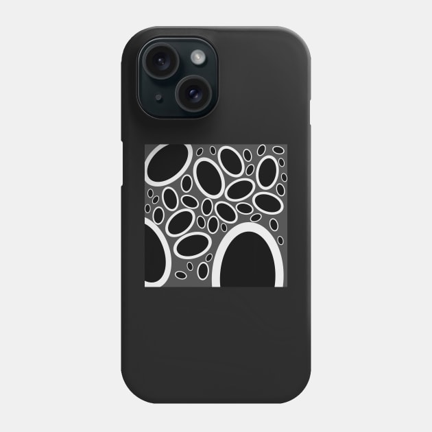 black white and grey oval pattern Phone Case by pauloneill-art