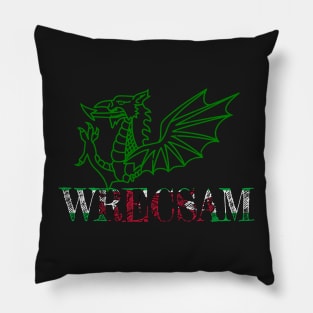 WRECSAM GREEN WELSH FLAG DRAIG GOCH RED DRAGON Pillow