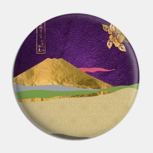 Japanese Gold landscape with mountain Pin