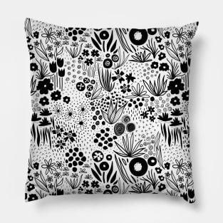 Monochrome Flower Meadow Pillow