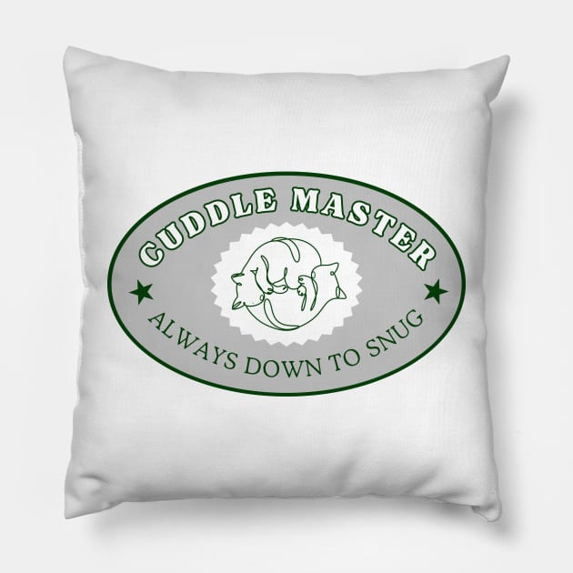 Two Cats Lineart Cuddling Cuddle Master Pillow by Flourescent Flamingo