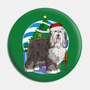 Bearded Collie Dog Christmas Tree Decoration Pin