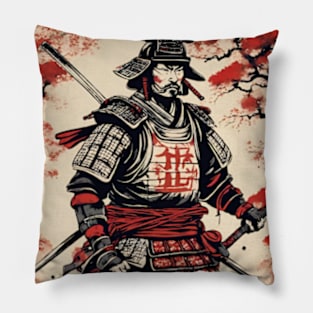 samurai warrior portrait Japanese style art Pillow